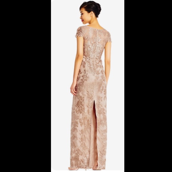Adrianna Papell popover metallic rose lace gown - Picture 5 of 5